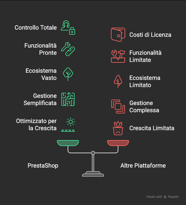 PrestaShop offre controllo, funzionalità e crescita per il tuo e-commerce